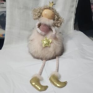 Fairy Doll Shelf Sitter Decor Pink Gold Holiday Baby Room 20" Hand Painted